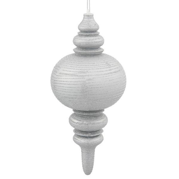 13" Silver Matte Glitter Finial Ornament
