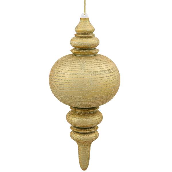 13" Gold Matte Glitter Finial Ornament
