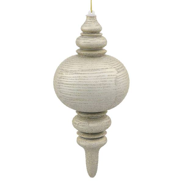 13" Champagne Matte Glitter Finial Ornament