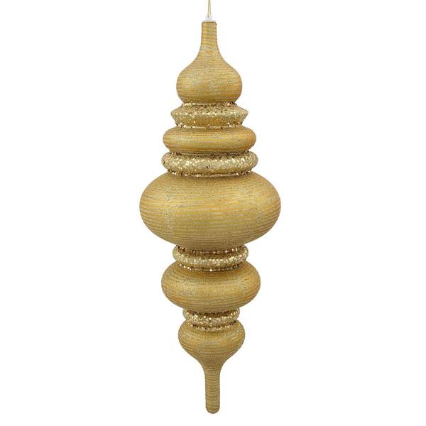 23" Gold Matte Glitter Brushed Finial Ornament