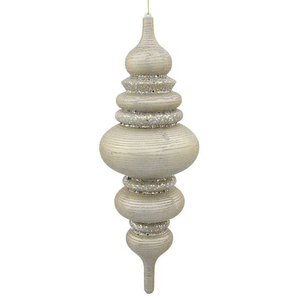 23" Champagne Matte Glitter Brushed Finial Ornament
