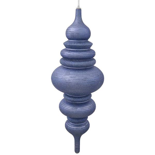 23" Lake Blue Matte Glitter Brushed Finial Ornament