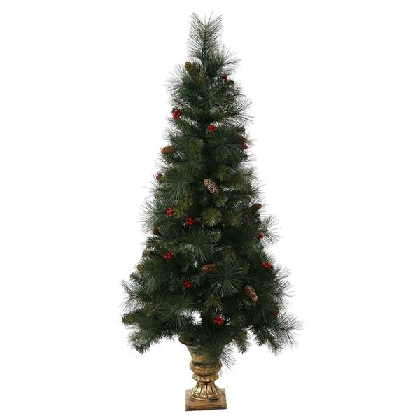 4' Artificial Mixed Pine with Berries and Pine Cones