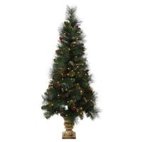 Vickerman 4' Artificial Mixed Pine 100 Clear Miniature Lights with Berries and Pine Cones