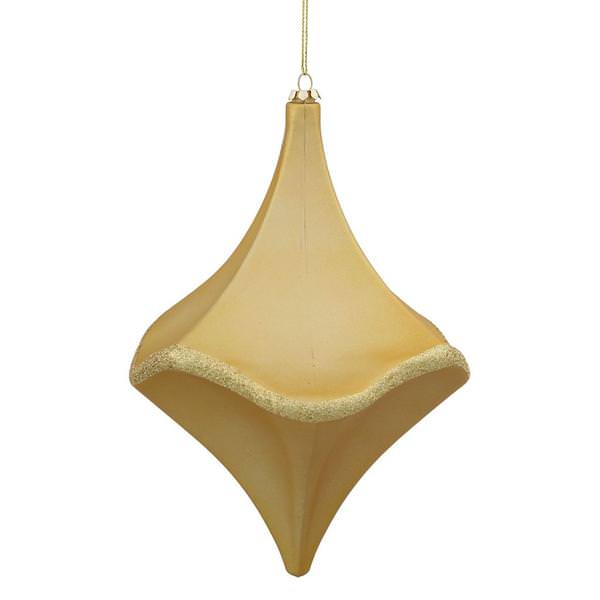 8" Gold Matte Glitter Cut Drop Ornament