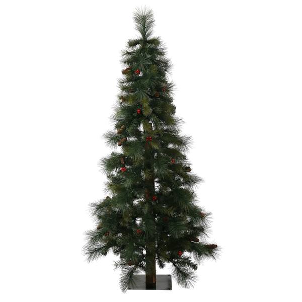 4' Artificial Mixed Pine Alpine with Pine Cones and Berries