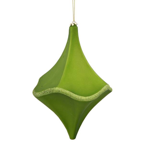 8" Lime Matte Glitter Cut Drop Ornament