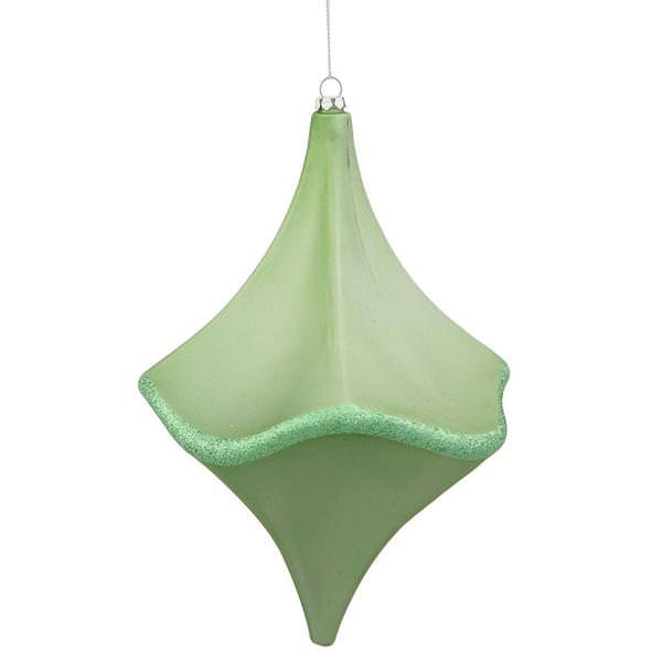 8" Celadon Matte Glitter Cut Drop Ornament
