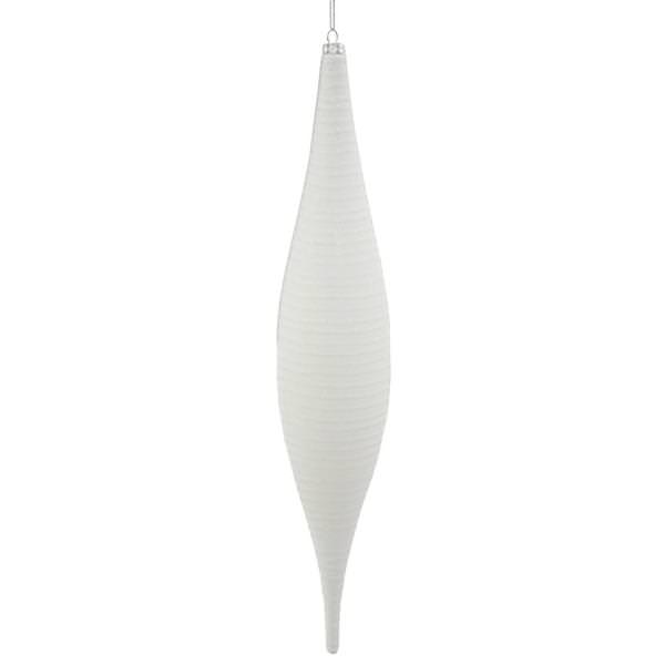 13" White Matte Glitter Skinny Drop Ornament