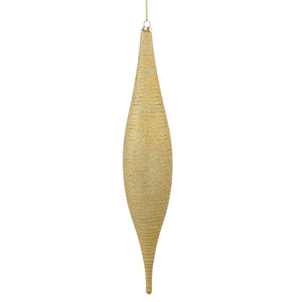 13" Gold Matte Glitter Skinny Drop Ornament