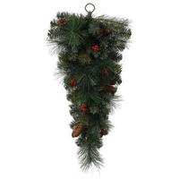 Vickerman 30" Artificial Mixed Pine Teardrop with Berries and Pine Cones