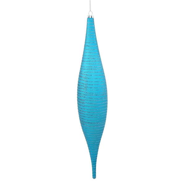 13" Teal Matte Glitter Skinny Drop Ornament