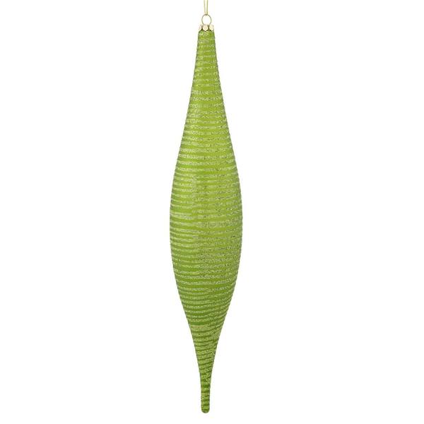 13" Lime Matte Glitter Skinny Drop Ornament
