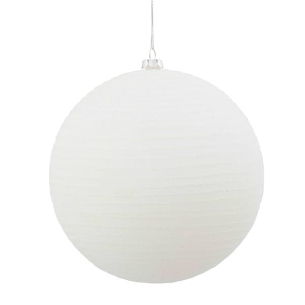 5.5" White Matte Glitter Ball Ornament