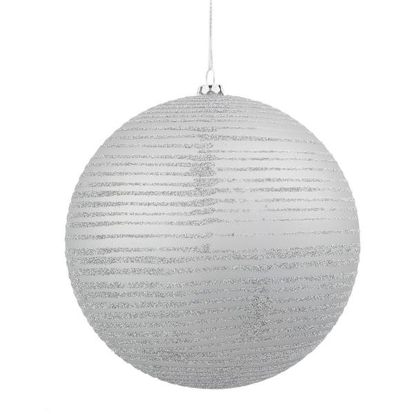 5.5" Silver Matte Glitter Ball Ornament