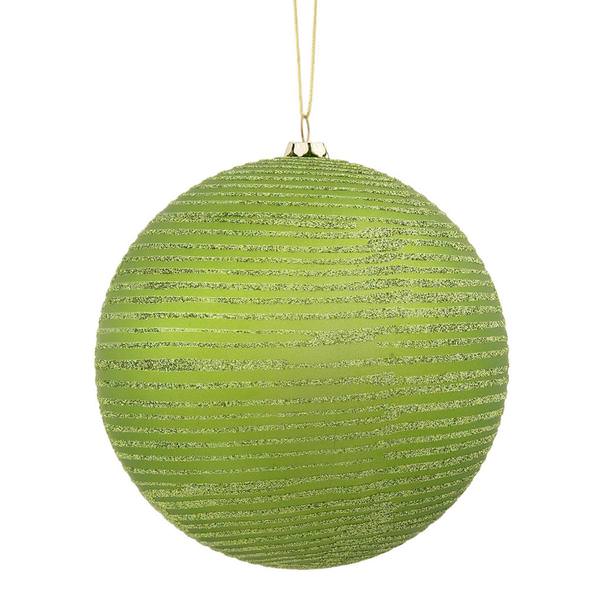 5.5" Lime Matte Glitter Ball Ornament