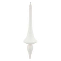 Vickerman 12" White Matte Glitter Finial Drop Ornament