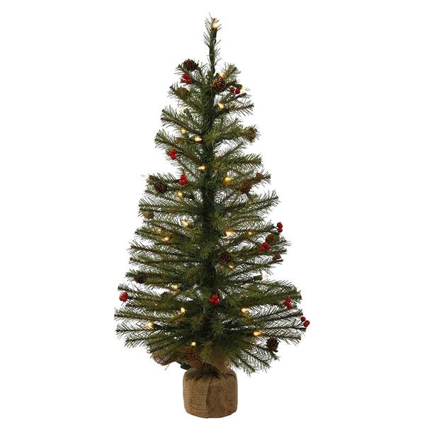 24" x 16" Artificial Fresh Pistol Pine 35 Clear Miniature Lights with Berries and Pine Cones