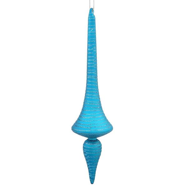 12" Teal Matte Glitter Finial Drop Ornament