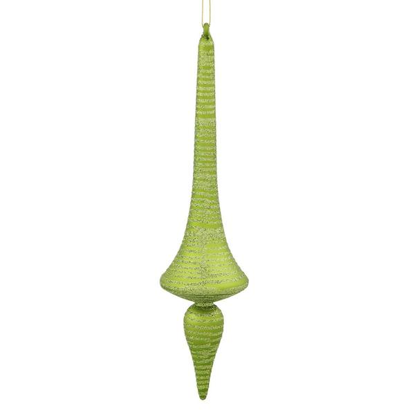 12" Lime Matte Glitter Finial Drop Ornament