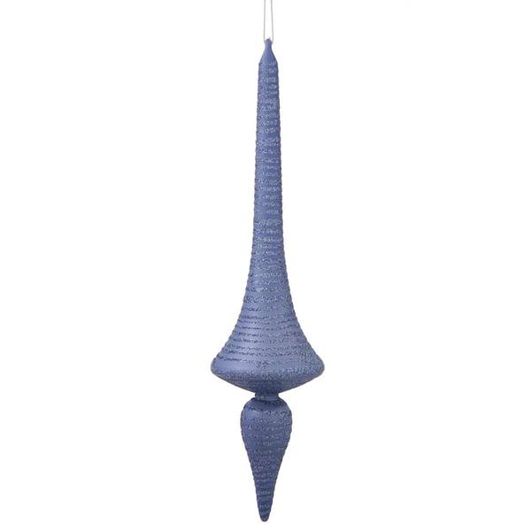 12" Periwinkle Matte Glitter Finial Drop Ornament