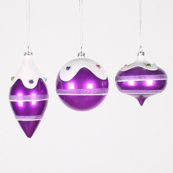 3-5" Purple Candy Jewel Assorted Ornament (3 pack)