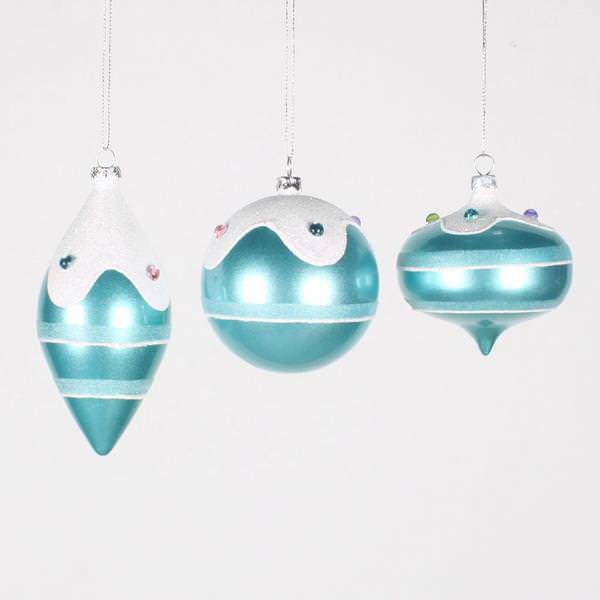3-5" Teal Candy Jewel Assorted Ornament (3 pack)
