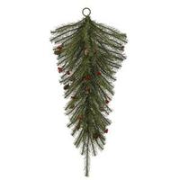 Vickerman 30" Artificial Fresh Pistol Pine Teardrop 35 Clear Miniature Lights with Berries and Pine Cones