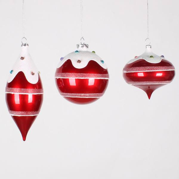 4-7" Red Candy Jewel Assorted Ornament (3 pack)