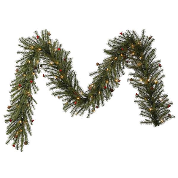 9' x 12" Artificial Fresh Pistol Berry Pine Garland 50 Clear Lights