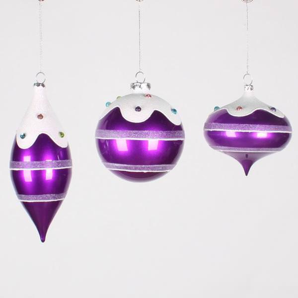 4-7" Purple Candy Jewel Assorted Ornament (3 pack)