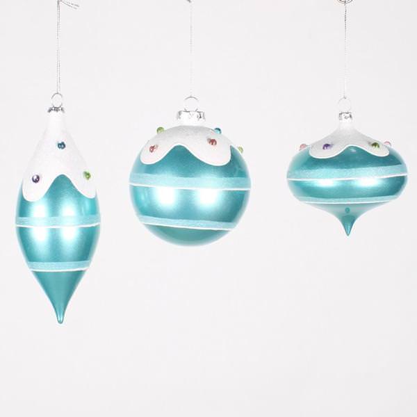 4-7" Teal Candy Jewel Assorted Ornament (3 pack)
