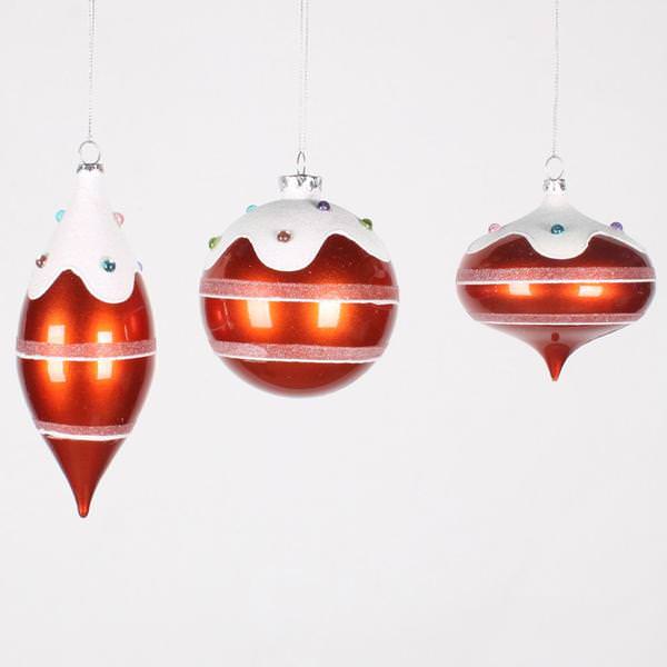 4-7" Orange Candy Jewel Assorted Ornament (3 pack)
