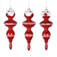 Vickerman 7" Red Candy Snow Jewel Finial Ornament (3 pack)