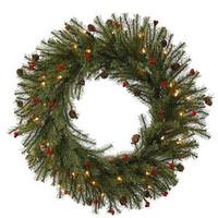 Vickerman 30" Artificial Fresh Pistol Pine 50 Clear Miniature Lights with Berries and Pine Cones