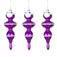 Vickerman 7" Purple Candy Snow Jewel Finial Ornament (3 pack)