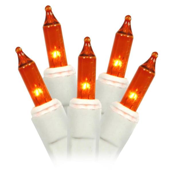 35 Light 11.5' White Wire Amber Miniature String with 3" Spacing
