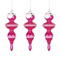Vickerman 7" Cerise Candy Snow Jewel Finial Ornament (3 pack)