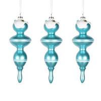 Vickerman 7" Teal Candy Snow Jewel Finial Ornament (3 pack)