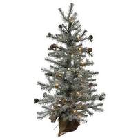 Vickerman 30" x 18" Artificial Frosted Pistol Pine 35 Clear Miniature Lights with Pine Cones
