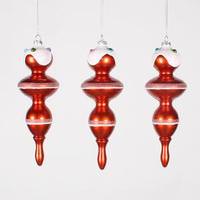 Vickerman 7" Orange Candy Snow Jewel Finial Ornament (3 pack)