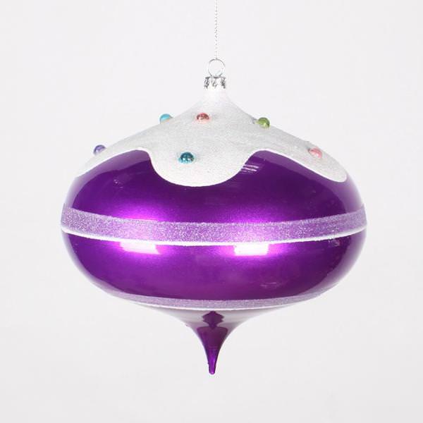 6.4" Purple Candy Snow Jewel Onion Ornament