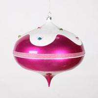 Vickerman 6.4" Cerise Candy Snow Jewel Onion Ornament