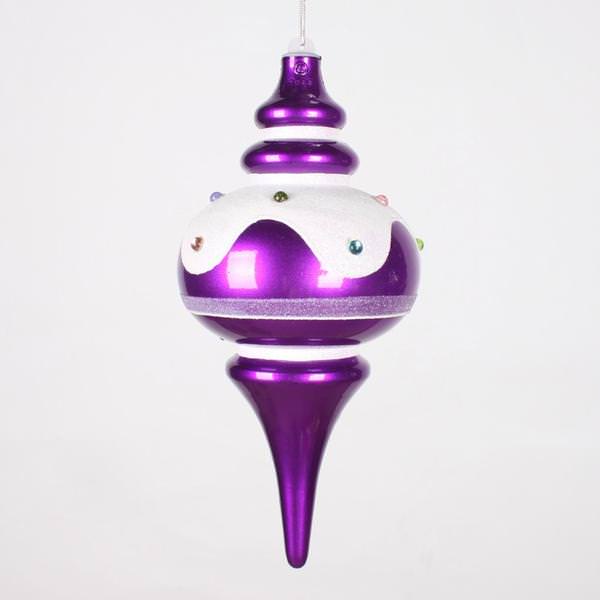 10" Purple Candy Snow Jewel Finial Ornament