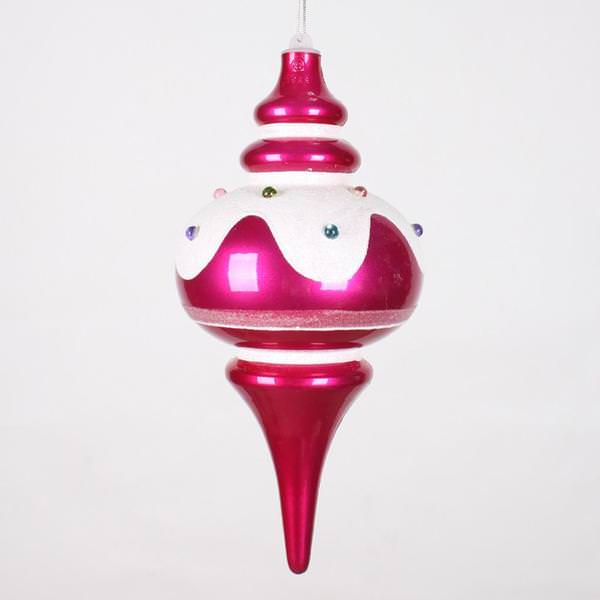 10" Cerise Candy Snow Jewel Finial Ornament