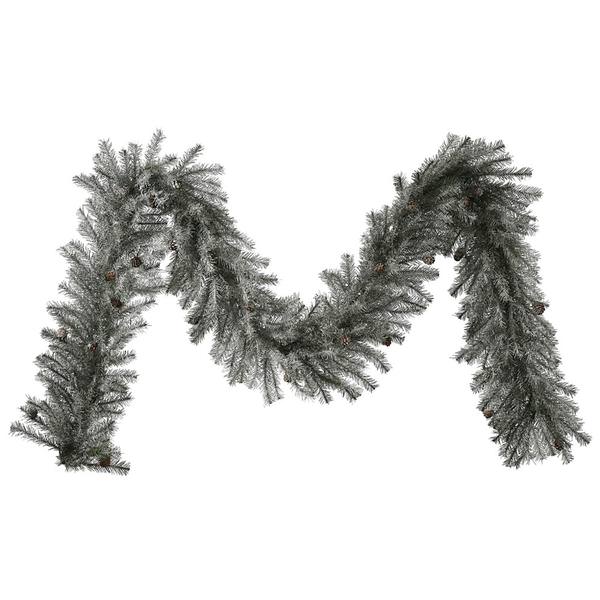 9' x 12" Artificial Frosted Pistol Pine 300 Warm White LED Lights Garland