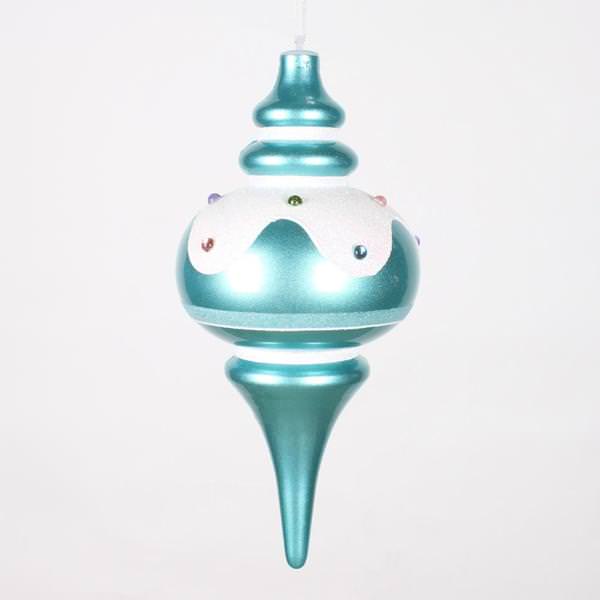 10" Teal Candy Snow Jewel Finial Ornament