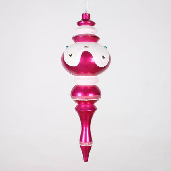14" Cerise Candy Snow Jewel Finial Ornament