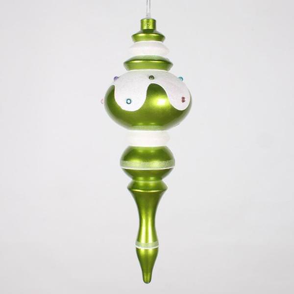 14" Lime Candy Snow Jewel Finial Ornament