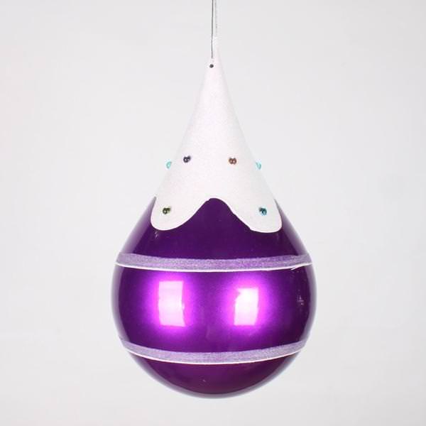 7" Purple Candy Snow Jewel Teardrop Ornament